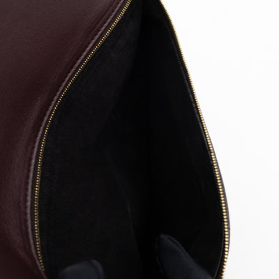 Cabas Fold-over Clutch Bag Burgundy Leather