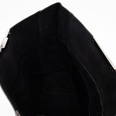 Cabas Fold-over Clutch Bag Burgundy Leather