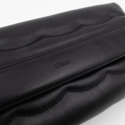 Juana Clutch Black Lamskin Leather Light Gold