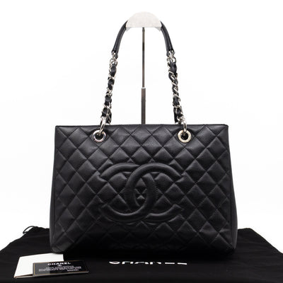 GST Grand Shopping Tote Black Caviar Silver