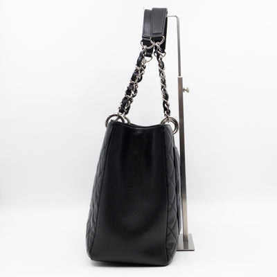 GST Grand Shopping Tote Black Caviar Silver