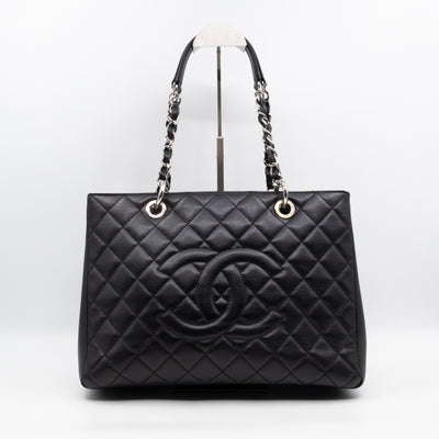 GST Grand Shopping Tote Black Caviar Silver