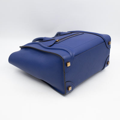 Micro Luggage Blue Leather