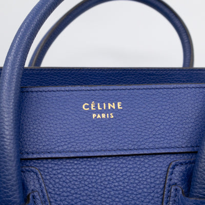 Micro Luggage Blue Leather