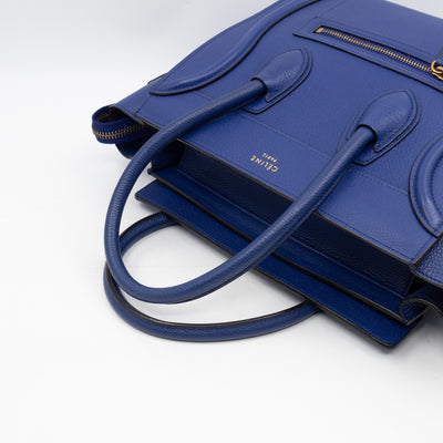 Micro Luggage Blue Leather