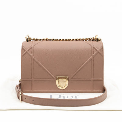 Diorama Medium Flap Bag Beige Leather