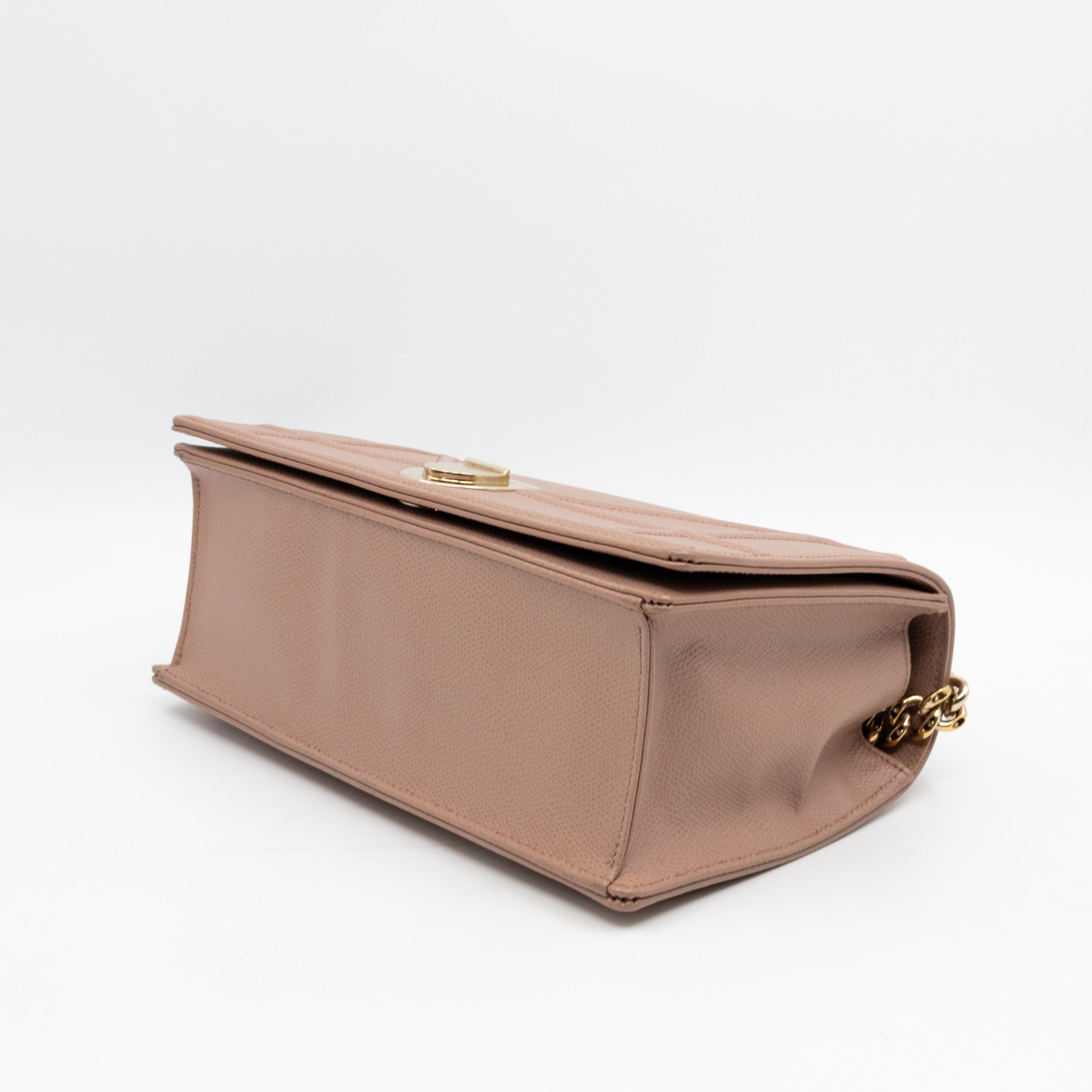 Diorama Medium Flap Bag Beige Leather