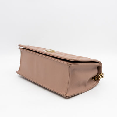 Diorama Medium Flap Bag Beige Leather