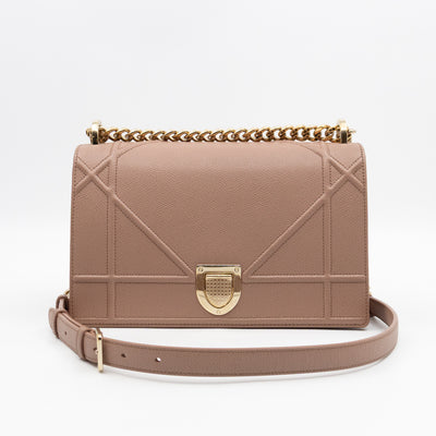 Diorama Medium Flap Bag Beige Leather