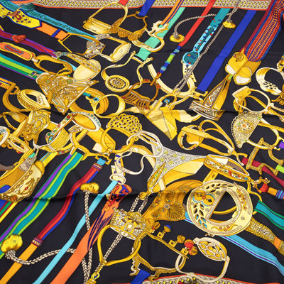 Silk Scarf 90 Concours D Etriers Black & Multicolor