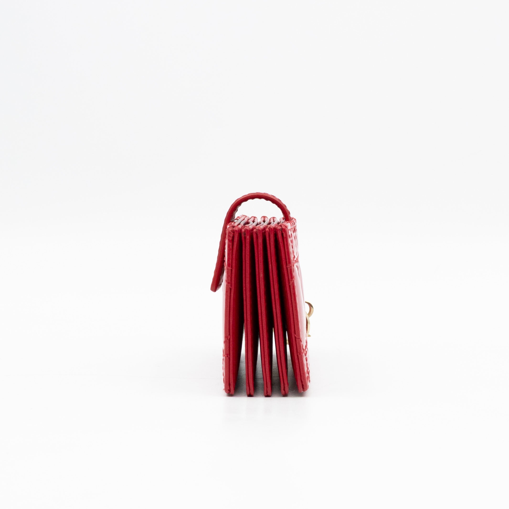 Lady Dior Jasmine Card Holder Red Patent Leather