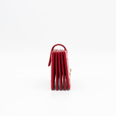 Lady Dior Jasmine Card Holder Red Patent Leather
