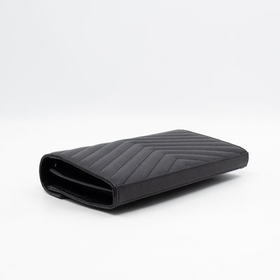 Classic Cassandre Chain Wallet Black Grain De Poudre Leather Gold