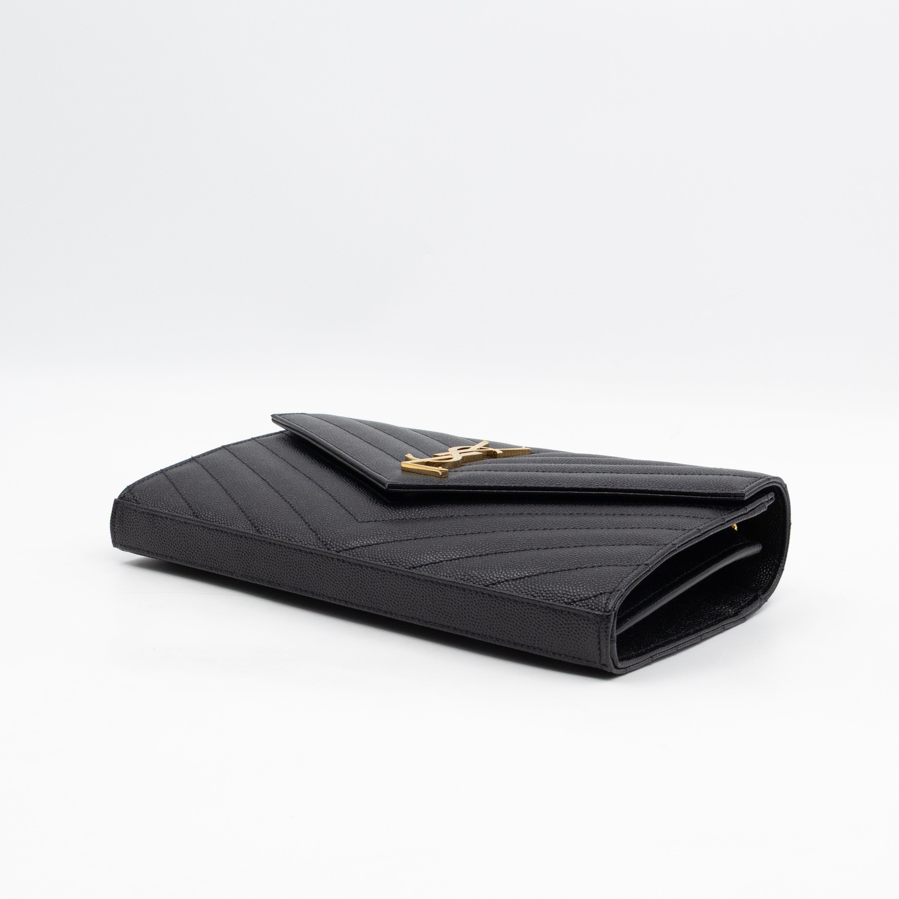 Classic Cassandre Chain Wallet Black Grain De Poudre Leather Gold