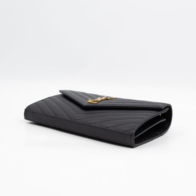 Classic Cassandre Chain Wallet Black Grain De Poudre Leather Gold