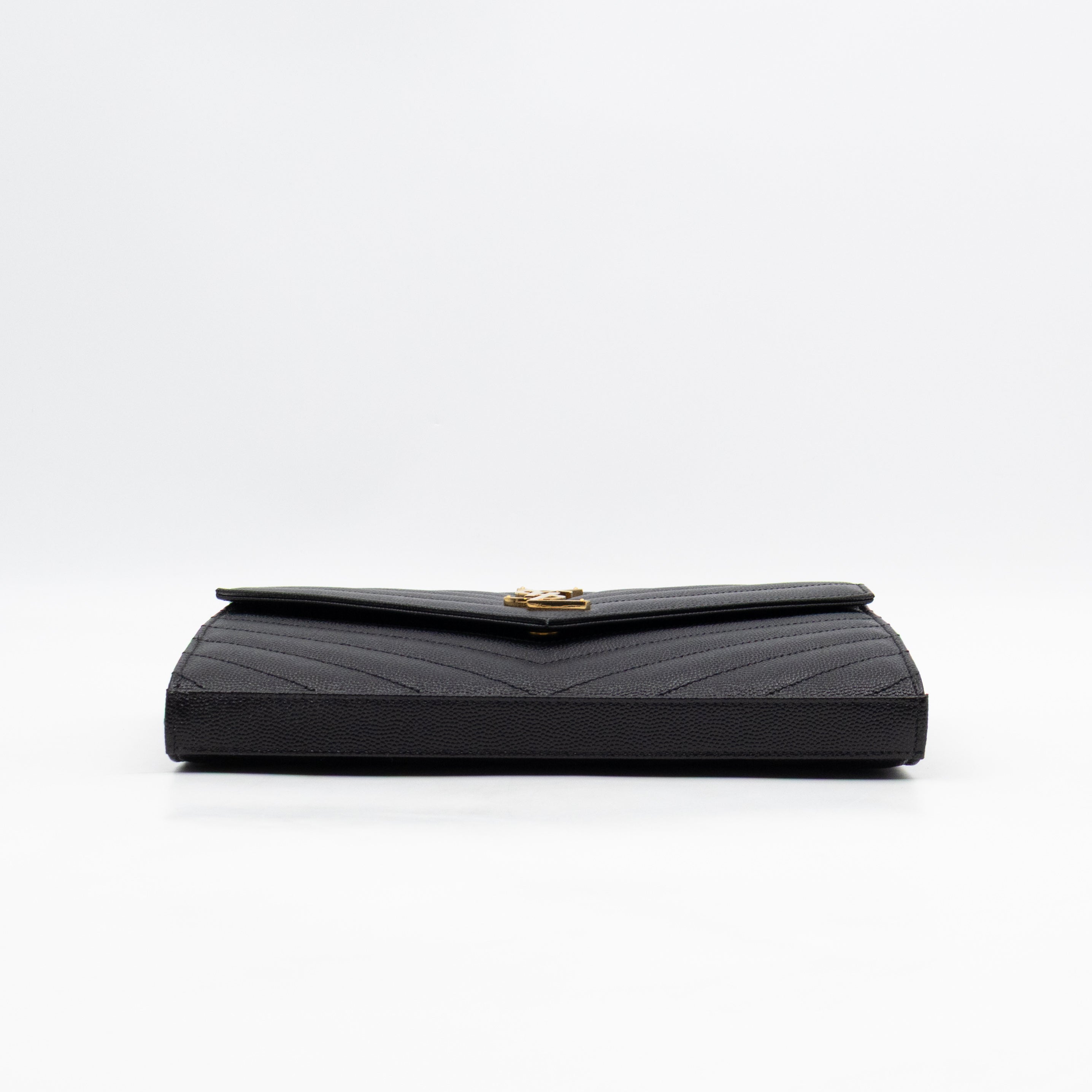 Classic Cassandre Chain Wallet Black Grain De Poudre Leather Gold