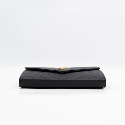 Classic Cassandre Chain Wallet Black Grain De Poudre Leather Gold