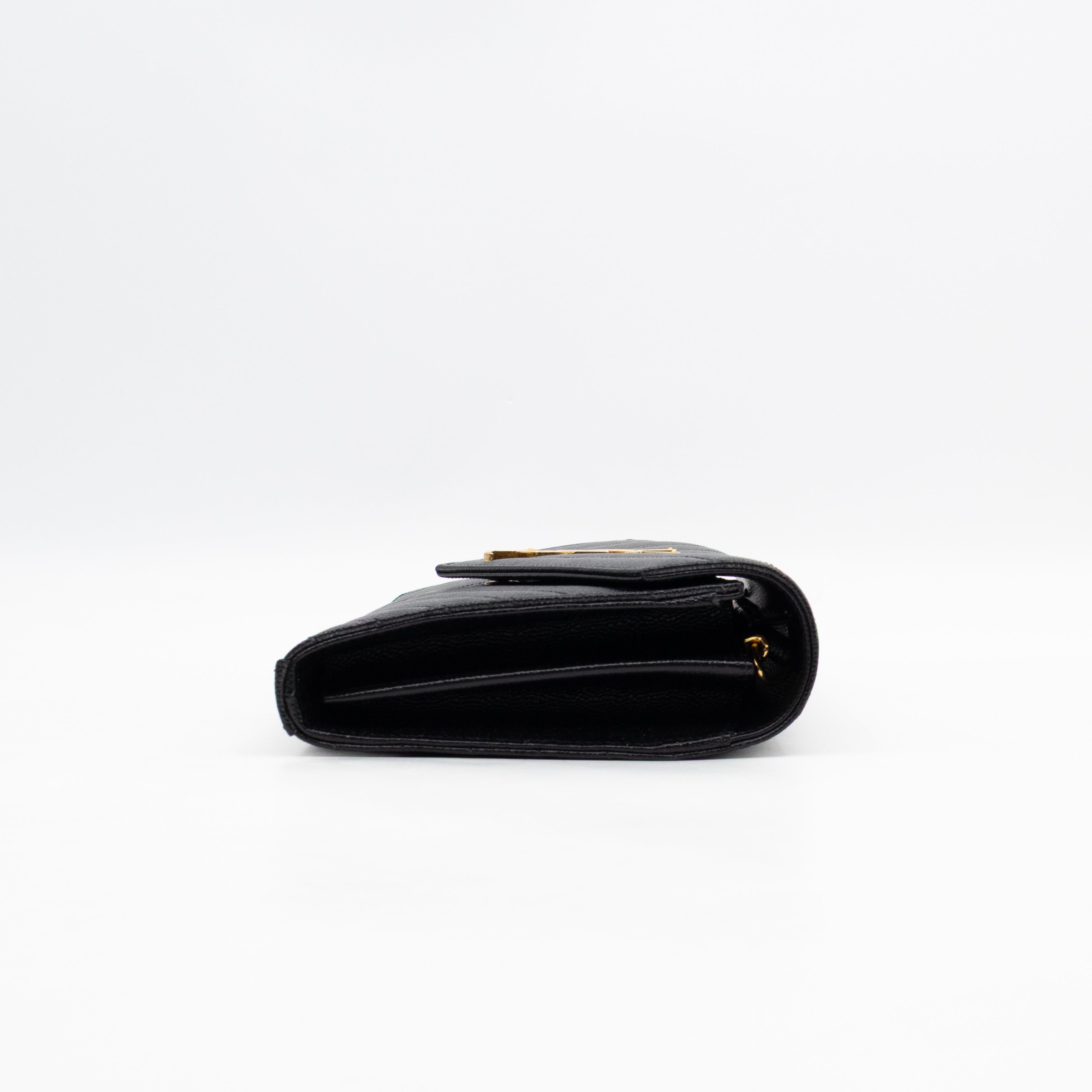 Classic Cassandre Chain Wallet Black Grain De Poudre Leather Gold