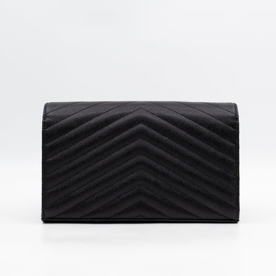 Classic Cassandre Chain Wallet Black Grain De Poudre Leather Gold