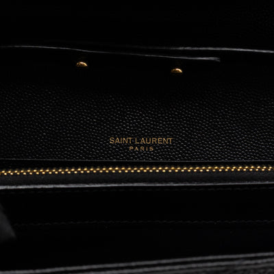 Classic Cassandre Chain Wallet Black Grain De Poudre Leather Gold