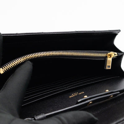 Classic Cassandre Chain Wallet Black Grain De Poudre Leather Gold