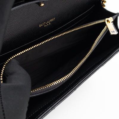 Classic Cassandre Chain Wallet Black Grain De Poudre Leather Gold