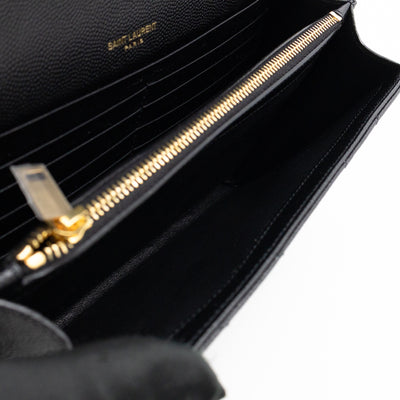 Classic Cassandre Chain Wallet Black Grain De Poudre Leather Gold