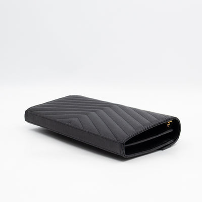 Classic Cassandre Chain Wallet Black Grain De Poudre Leather Gold