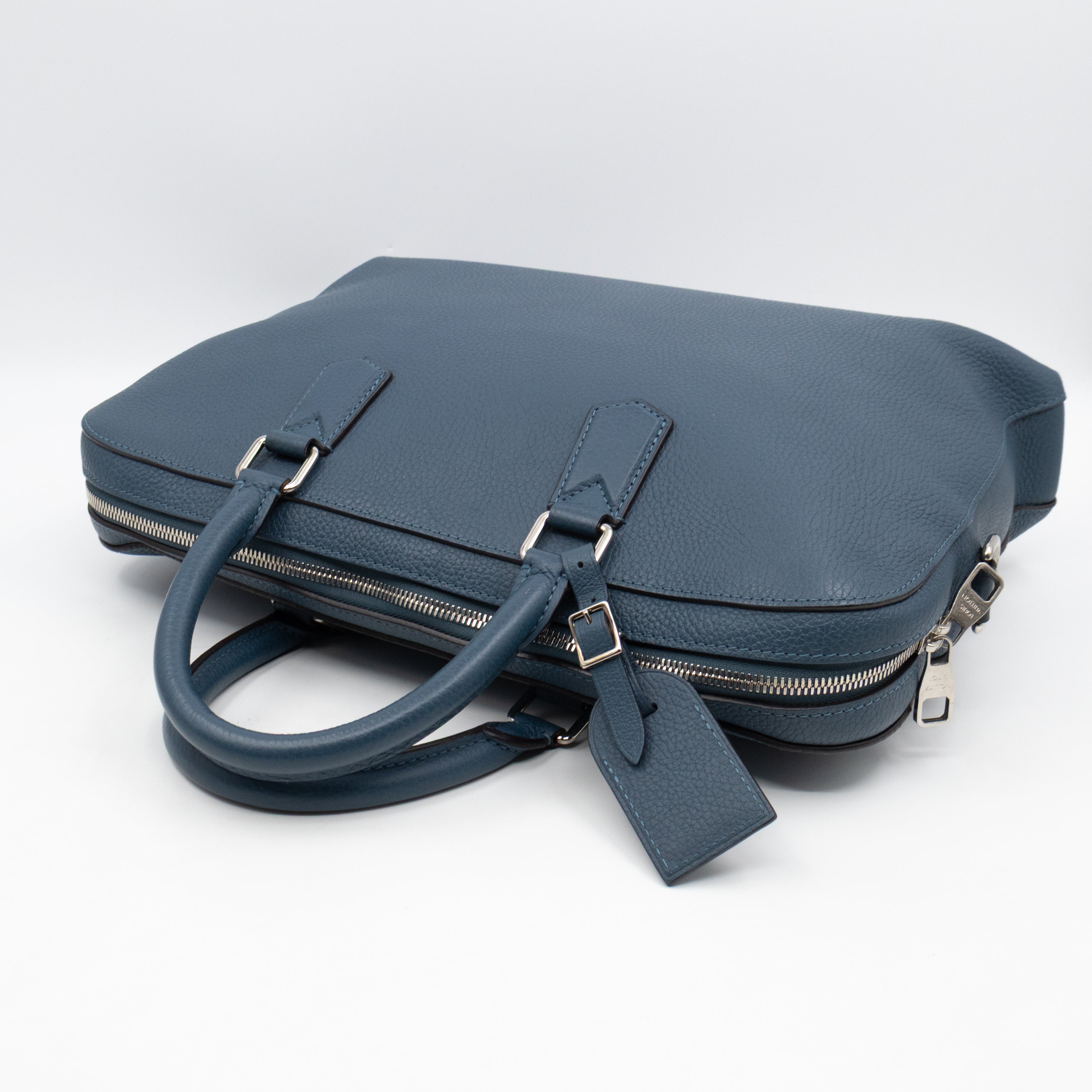 Victor Briefcase Navy Taurillon Leather