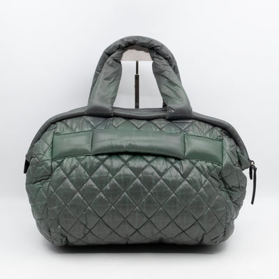 Coco Coon Bowler Bag Dark Green Quilted Nylon