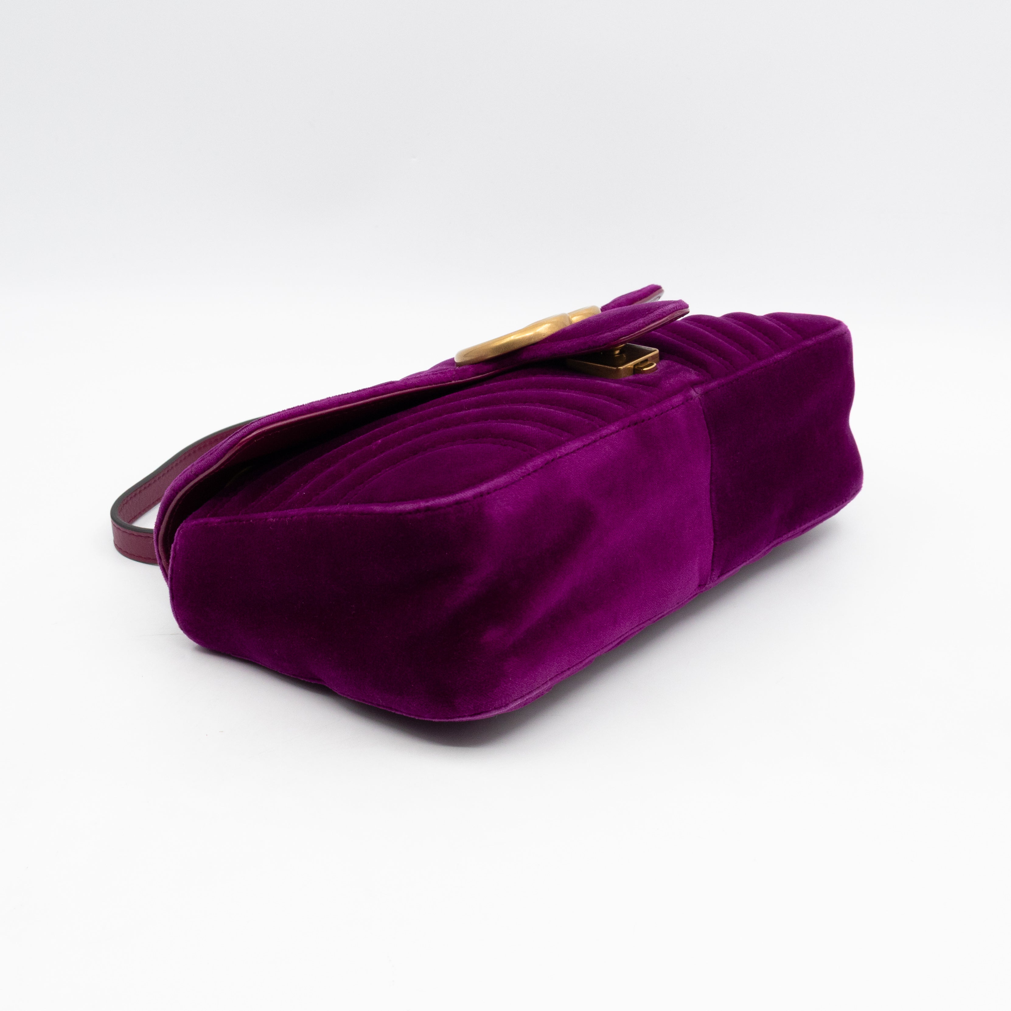 GG Marmont Flap Medium Purple Velvet Aged Gold