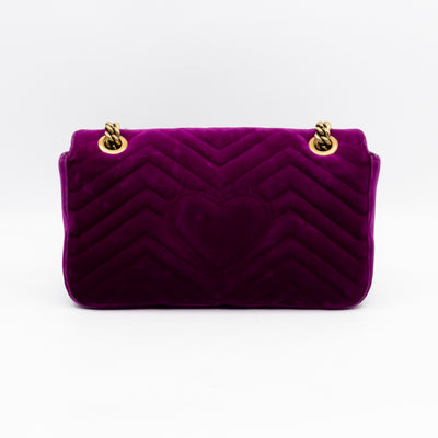 GG Marmont Flap Medium Purple Velvet Aged Gold