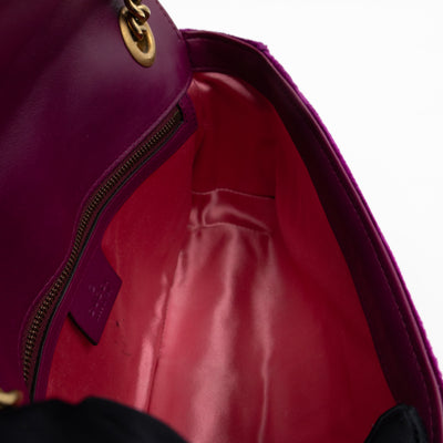 GG Marmont Flap Medium Purple Velvet Aged Gold