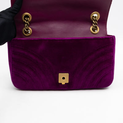 GG Marmont Flap Medium Purple Velvet Aged Gold