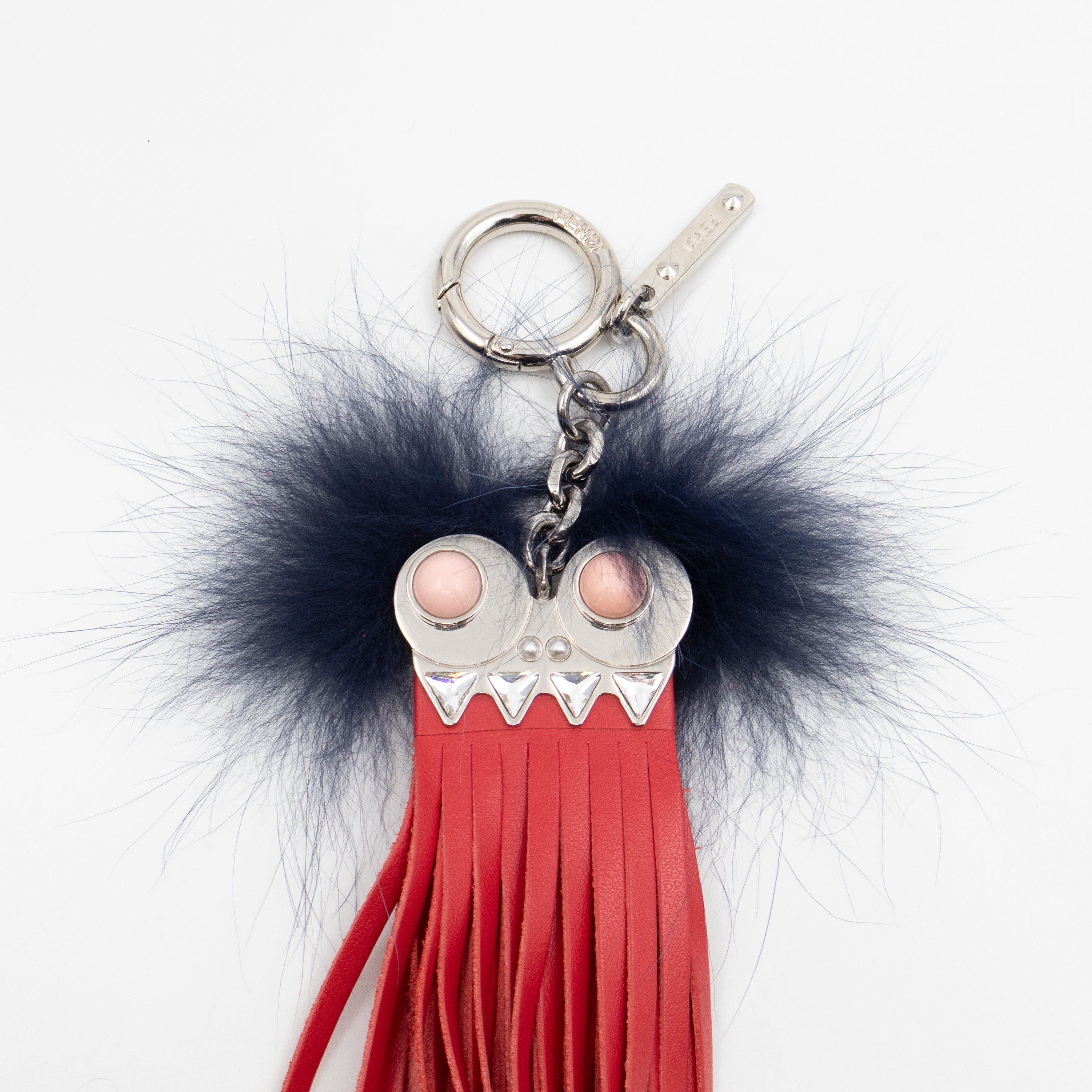 Key Charm Hypnoteyes Blue Fur Red Leather