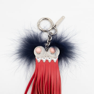 Key Charm Hypnoteyes Blue Fur Red Leather