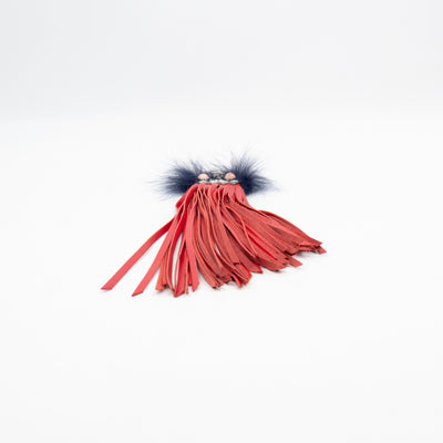 Key Charm Hypnoteyes Blue Fur Red Leather