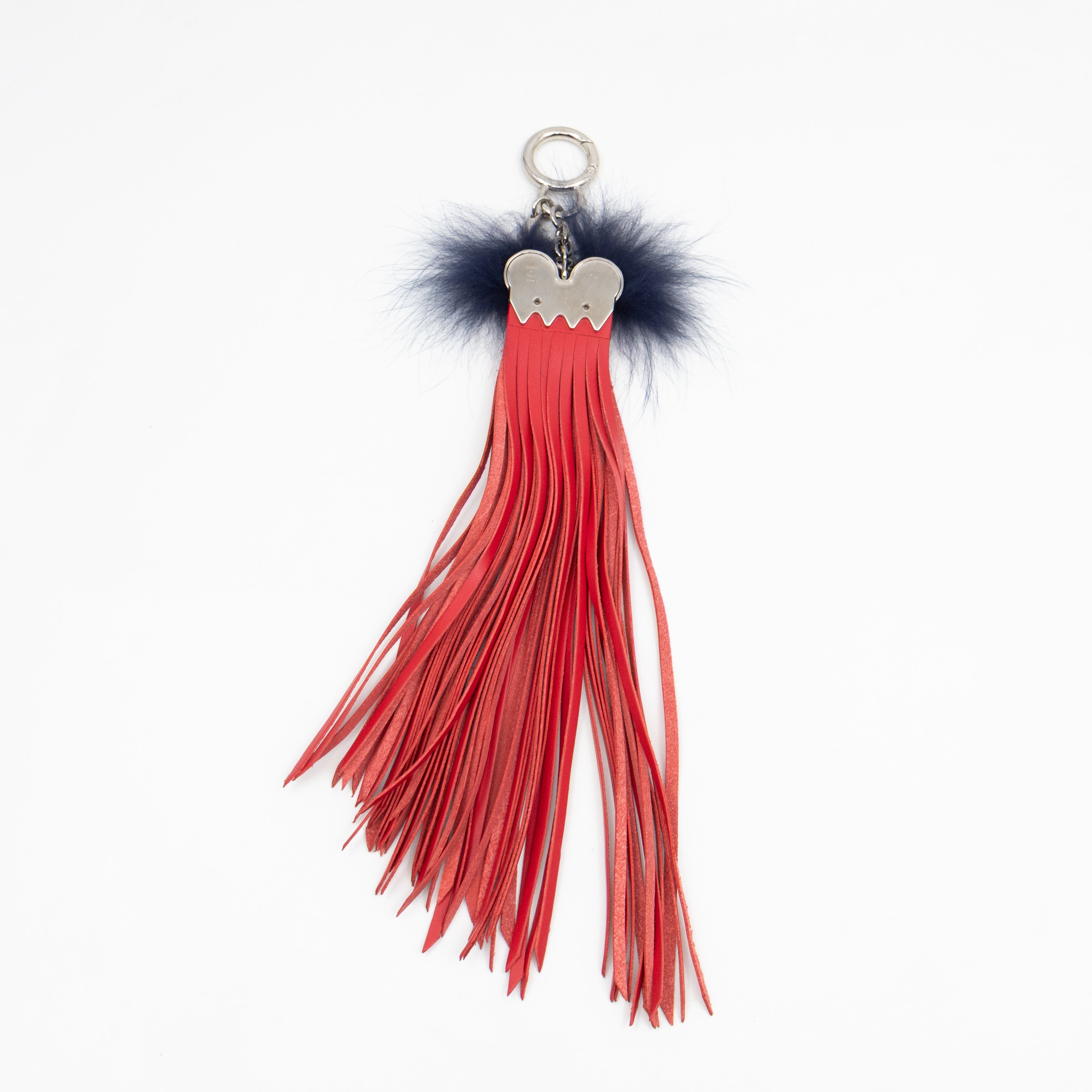 Key Charm Hypnoteyes Blue Fur Red Leather