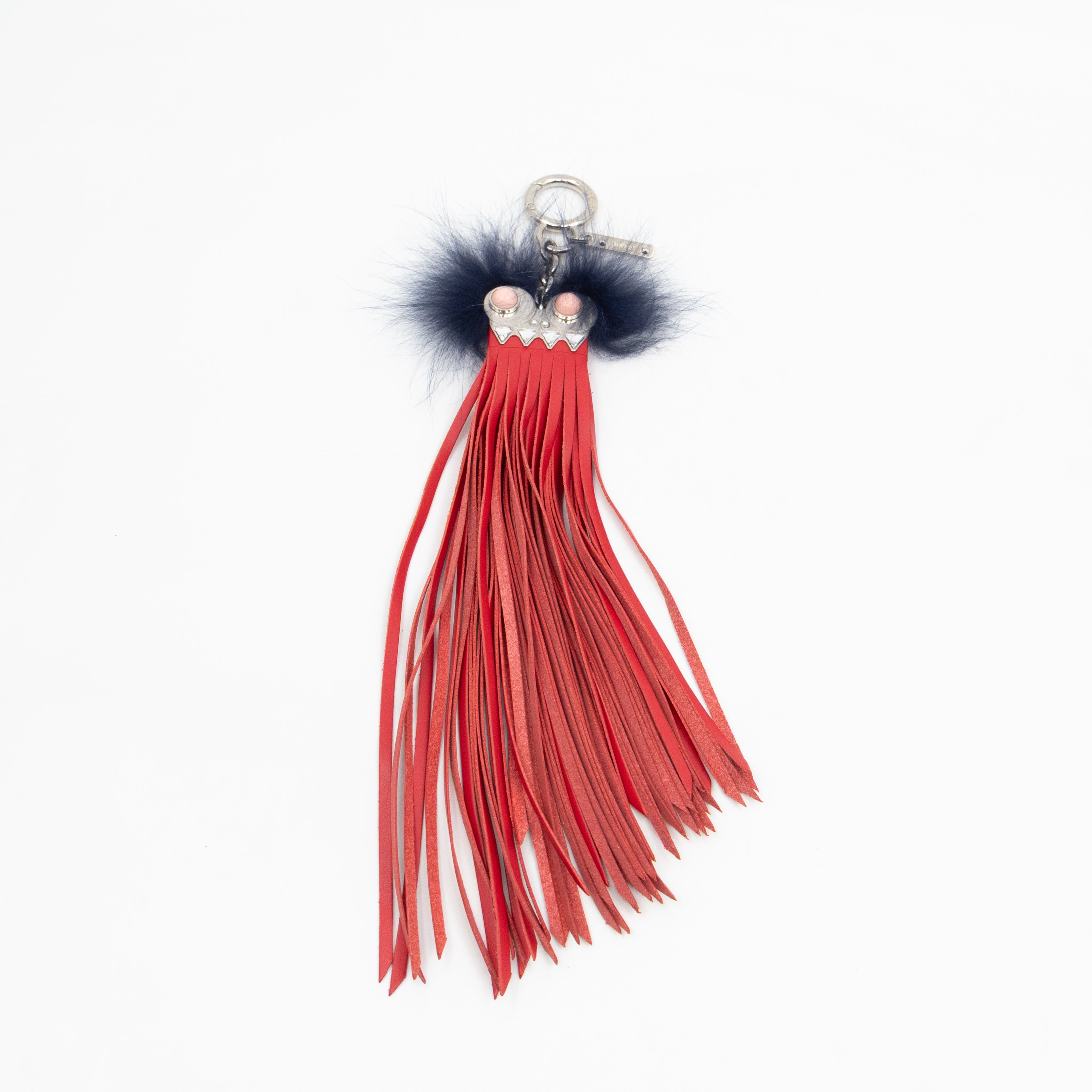 Key Charm Hypnoteyes Blue Fur Red Leather