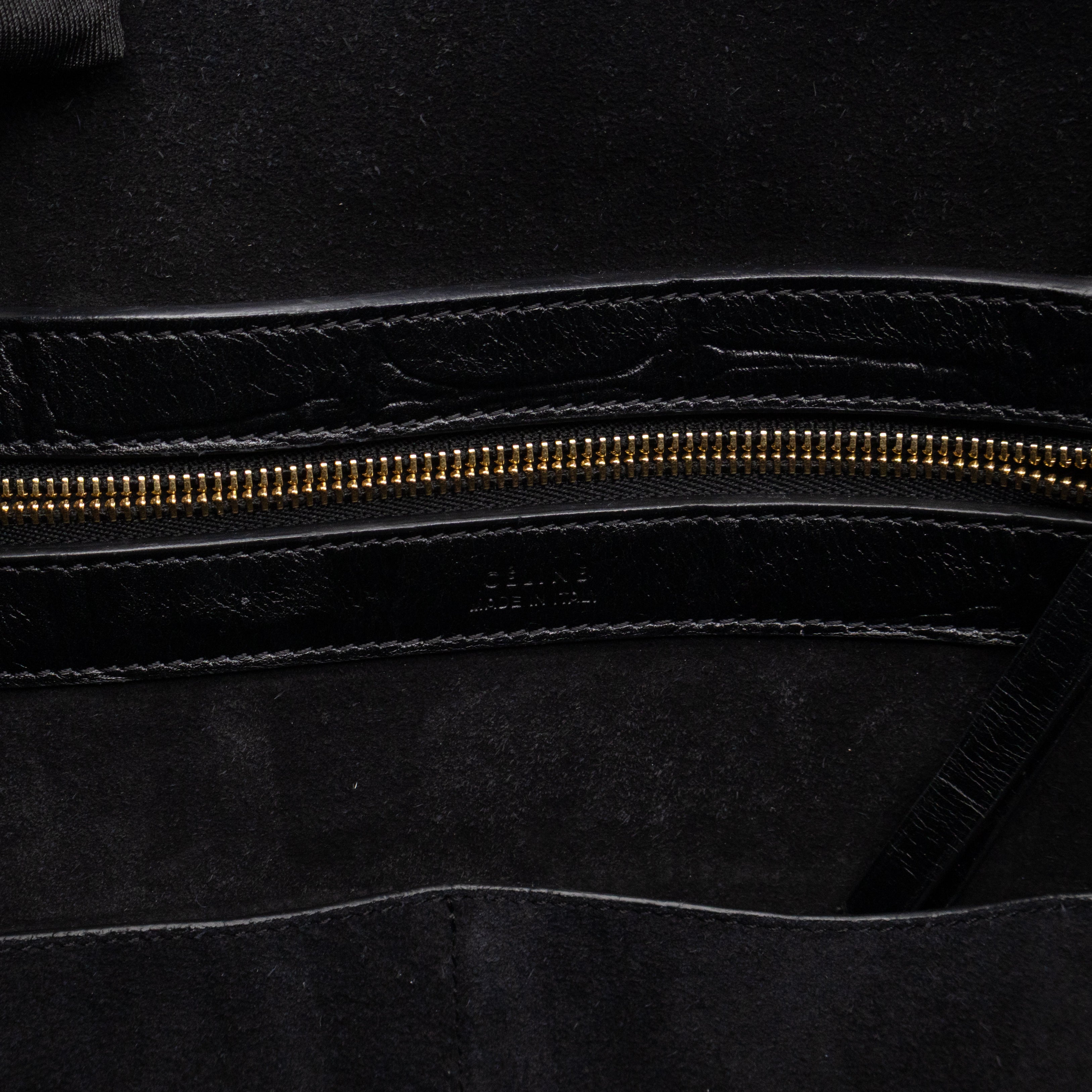 Cabas Phantom Tote Black Croc Embossed Leather