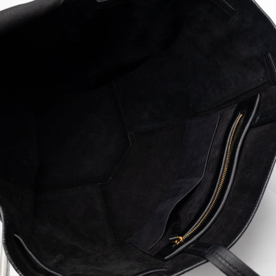 Cabas Phantom Tote Black Croc Embossed Leather