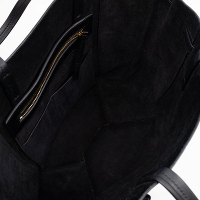Cabas Phantom Tote Black Croc Embossed Leather
