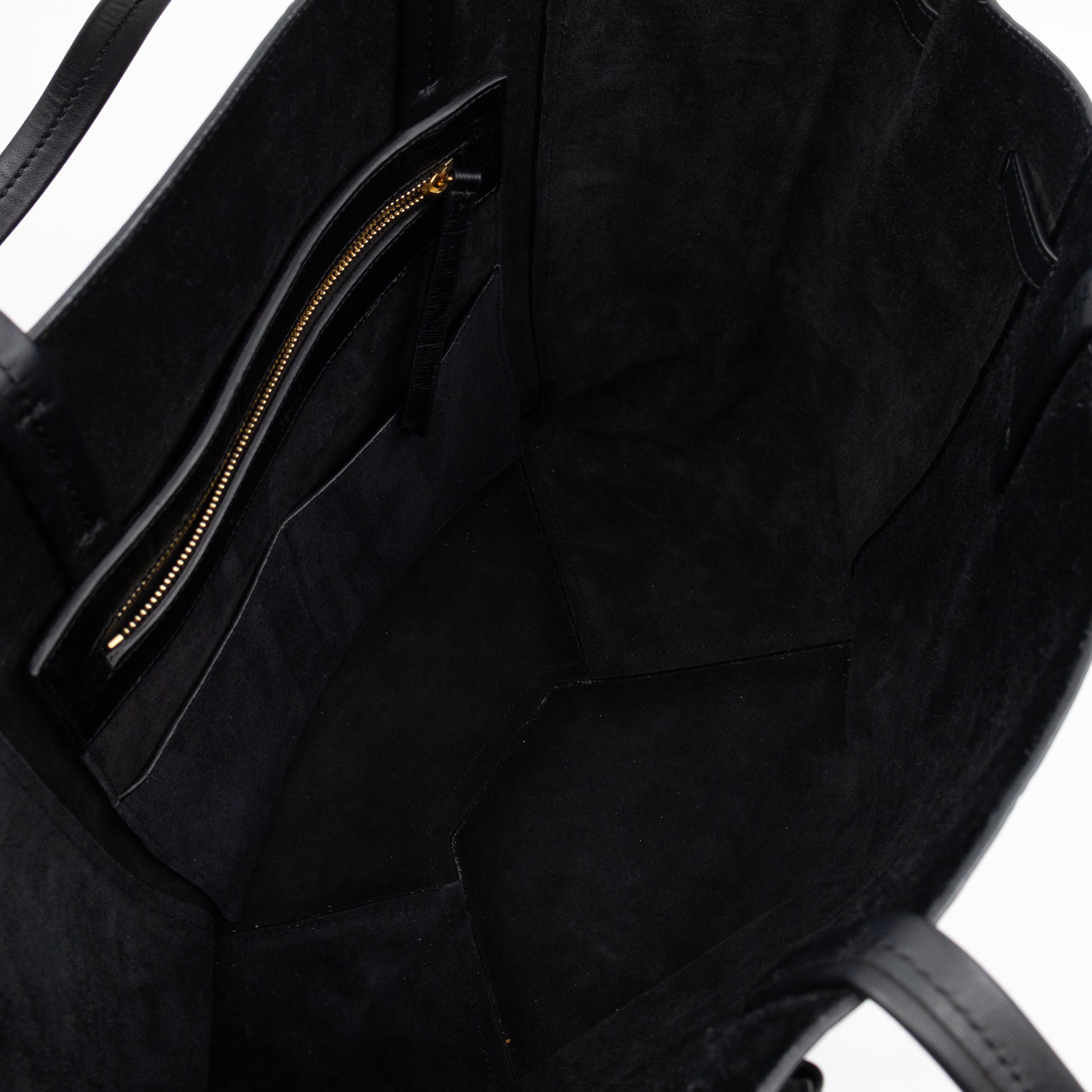 Cabas Phantom Tote Black Croc Embossed Leather