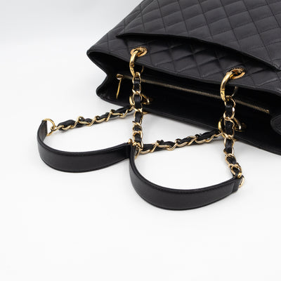 GST Grand Shopping Tote Black Caviar Gold