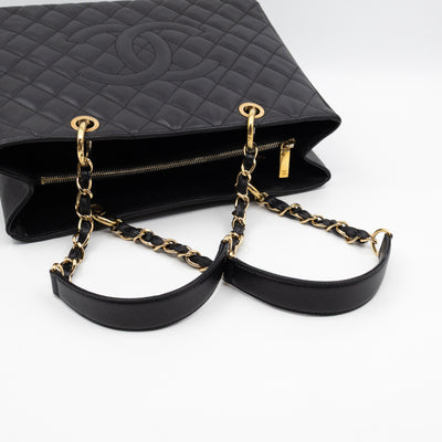 GST Grand Shopping Tote Black Caviar Gold