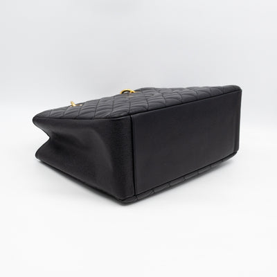 GST Grand Shopping Tote Black Caviar Gold