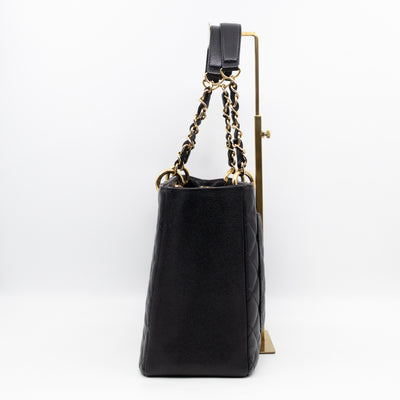 GST Grand Shopping Tote Black Caviar Gold