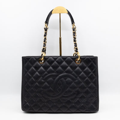 GST Grand Shopping Tote Black Caviar Gold