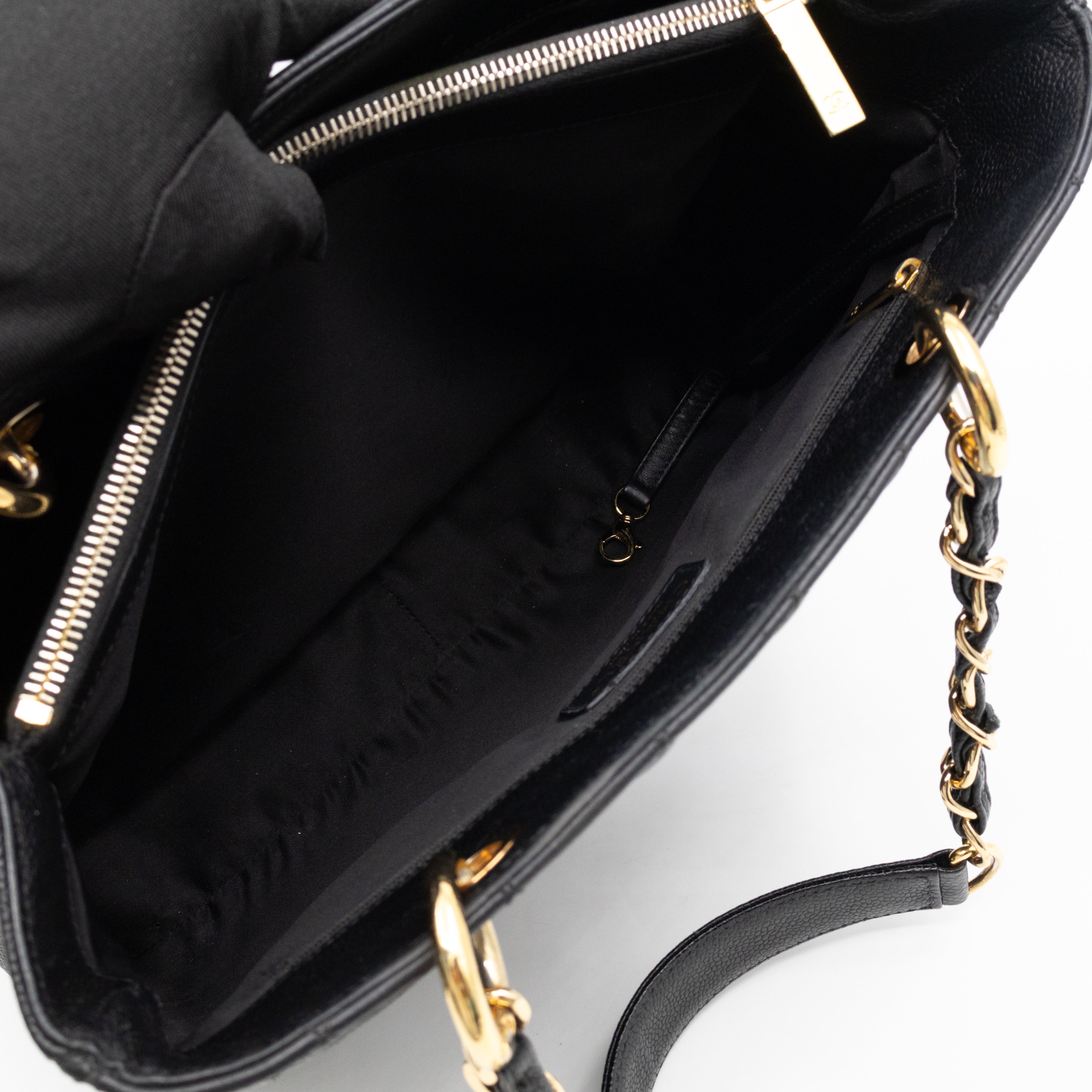 GST Grand Shopping Tote Black Caviar Gold