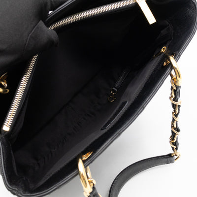 GST Grand Shopping Tote Black Caviar Gold